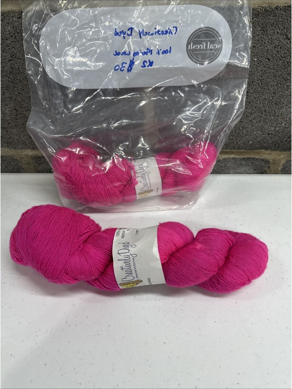 Creatively Dyed 100% Superwash Merino Yarn 2 Skein Lot Color Hot Pink